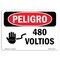Signmission OSHA Danger Sign, 480 Volts Spanish, 10in X 7in Rigid Plastic, 7" H, 10" W, 480 Volts Spanish OS-DS-P-710-LS-1013 - alternate 1